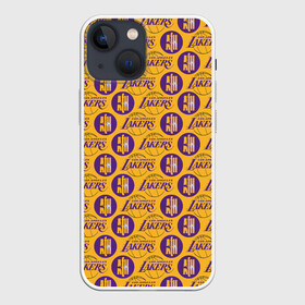 Чехол для iPhone 13 mini с принтом LA LAKERS в Рязани,  |  | bryant | james | jordan | kobe | la lakers | lakers | lebron | nba | баскетбол | брайант | брайнт | джеймс | джордан | коби | леброн | лейкерс | лэйкерс | мамба | нба | черная