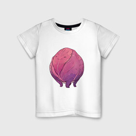 Детская футболка хлопок с принтом Фиолетовая капуста в Рязани, 100% хлопок | круглый вырез горловины, полуприлегающий силуэт, длина до линии бедер | арт | капуста | краснокочанная капуста | мило | милота | овощ | рисунок | свежий овощ | свежий продукт | фиолетовая капуста