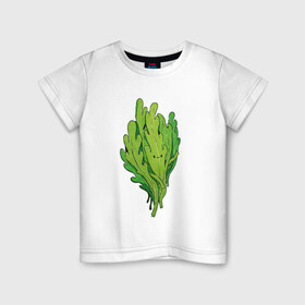 Детская футболка хлопок с принтом Рукола в Рязани, 100% хлопок | круглый вырез горловины, полуприлегающий силуэт, длина до линии бедер | арт | зеленый | мило | милота | рисунок | рукола | свежие специи | свежий продукт | специи