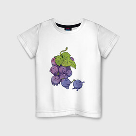 Детская футболка хлопок с принтом Виноградинки в Рязани, 100% хлопок | круглый вырез горловины, полуприлегающий силуэт, длина до линии бедер | арт | веточка винограда | виноград | виноградинки | мило | милота | рисунок | свежая ягода | свежие ягоды | свежий продукт | синий виноград | ягода | ягоды