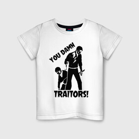 Детская футболка хлопок с принтом YOU DAMN TRAITORS! в Рязани, 100% хлопок | круглый вырез горловины, полуприлегающий силуэт, длина до линии бедер | anime | attack on titan | аниме | армин арлерт | атак он титан | атака на титанов | атака титанов | великаны | гарнизон | колоссальный | леви | легион разведки | лого | манга | микаса аккерман | разведкорпус