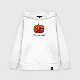 Детская толстовка хлопок с принтом Halloween pumpkin в Рязани, 100% хлопок | Круглый горловой вырез, эластичные манжеты, пояс, капюшен | halloween | pumpkin | trick or treat | кошелек или жизнь | подарок на хэллуин | тыква