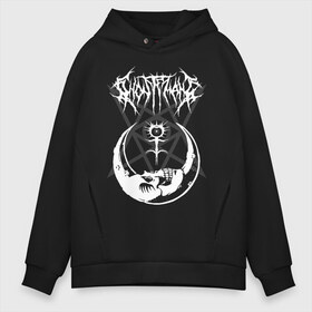 Мужское худи Oversize хлопок с принтом GHOSTEMANE в Рязани, френч-терри — 70% хлопок, 30% полиэстер. Мягкий теплый начес внутри —100% хлопок | боковые карманы, эластичные манжеты и нижняя кромка, капюшон на магнитной кнопке | america | eric whitney | ghostemane | glitch | trash | usa | америка | глитч | сша | треш