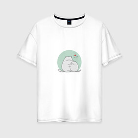 Женская футболка хлопок Oversize с принтом I love my mom в Рязани, 100% хлопок | свободный крой, круглый ворот, спущенный рукав, длина до линии бедер
 | животные | котики | кошки | лучшая мама | любимая мама | любовь | сердечко | я люблю свою маму