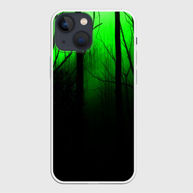 Чехол для iPhone 13 mini с принтом G loomy в Рязани,  |  | fog | forest | gloomy | green fog | night | radiation | trees | деревья | зеленый туман | лес | мрачный | ночь | радиация | туман