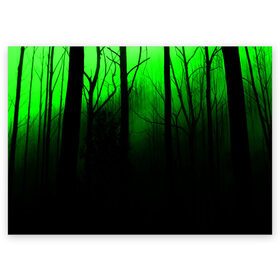 Поздравительная открытка с принтом G-loomy в Рязани, 100% бумага | плотность бумаги 280 г/м2, матовая, на обратной стороне линовка и место для марки
 | Тематика изображения на принте: fog | forest | gloomy | green fog | night | radiation | trees | деревья | зеленый туман | лес | мрачный | ночь | радиация | туман