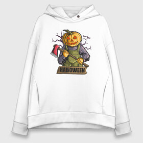 Женское худи Oversize хлопок с принтом Halloween в Рязани, френч-терри — 70% хлопок, 30% полиэстер. Мягкий теплый начес внутри —100% хлопок | боковые карманы, эластичные манжеты и нижняя кромка, капюшон на магнитной кнопке | blood | diablo | haloween | horror | дьявол | зомби | кости | кровь | мозги | мясо | страшилка | ужасы | хеллоуин | хелоуин