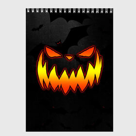 Скетчбук с принтом Pumpkin smile and bats в Рязани, 100% бумага
 | 48 листов, плотность листов — 100 г/м2, плотность картонной обложки — 250 г/м2. Листы скреплены сверху удобной пружинной спиралью | 2020 | bat | bats | face | halloween | mask | nightmare | pumpkin | scary | smile | smiling | летучая | лицо | маска | мыши | мышь | привидение | страшная | тыква | улыбка | хэлоуин