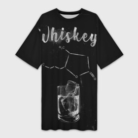Платье-футболка 3D с принтом Формула Виски в Рязани,  |  | 2020 | alcohol | whiskey | вискарь | виски | кола | лед | спирт | стакан | формула | химия