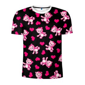 Мужская футболка 3D спортивная с принтом Love teddy bear в Рязани, 100% полиэстер с улучшенными характеристиками | приталенный силуэт, круглая горловина, широкие плечи, сужается к линии бедра | bear | heart | love is | pink | teddy | valentines day | бантик | валентина | девушке | дочь | жена | животные | игрушка | лучшая | любимая | любовь | мама | марта | медведь | медвежата | медвежата и сердечки | мишки тедди
