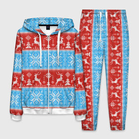 Мужской костюм 3D с принтом СВИТЕР С ОЛЕНЯМИ в Рязани, 100% полиэстер | Манжеты и пояс оформлены тканевой резинкой, двухслойный капюшон со шнурком для регулировки, карманы спереди | 