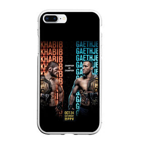 Чехол для iPhone 7Plus/8 Plus матовый с принтом KHABIB VS. GAETHJE в Рязани, Силикон | Область печати: задняя сторона чехла, без боковых панелей | america | dagestan | eagle | gaethje | highlights | justin | khabib | nurmagomedov | russia | the | ufc | америка | дагестан | джастин | нурмагомедов | орёл | россия | хабиб | хайлайт | юфс