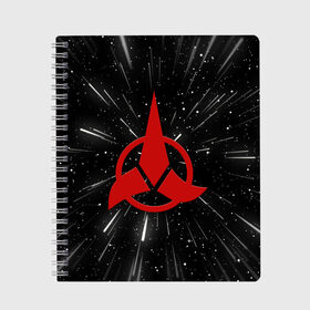 Тетрадь с принтом Klingons Logo (Z) в Рязани, 100% бумага | 48 листов, плотность листов — 60 г/м2, плотность картонной обложки — 250 г/м2. Листы скреплены сбоку удобной пружинной спиралью. Уголки страниц и обложки скругленные. Цвет линий — светло-серый
 | klingon | klingons | klinzhai | star trek | startrek | азетбур | варак | гаурон | горкон | звездный путь | инопланетная цивилизация | кейлесс незабываемый | клингон | клинжай | кронос | марток | молор | рекло | сомпек