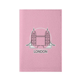 Обложка для паспорта матовая кожа с принтом Лондон London Tower bridge в Рязани, натуральная матовая кожа | размер 19,3 х 13,7 см; прозрачные пластиковые крепления | bridge | england | english | gb | london | tower | uk | английский | англия | башни | великобритания | закат | иконка | лайнарт | лондон | мост | надпись | розовый круг | слово | тауэрский | юк