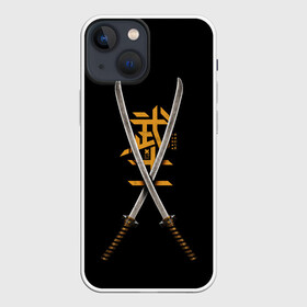 Чехол для iPhone 13 mini с принтом 2 Katanas в Рязани,  |  | art | chinese character | katanas | swords | арт | катаны | китайский иероглиф | мечи