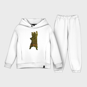 Детский костюм хлопок Oversize с принтом Wild bear. в Рязани,  |  | angry | bear | claws | forest | photo | silhouette | standing | wild | wood | wooden | белый | бурый | в лесу | гризли | деревья | дикий | животные | зверь | злой | когти | крутой | лапа | лес | лесной | лучи | медведь | медвежонок | мишка