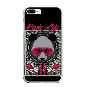 Чехол для iPhone 7Plus/8 Plus матовый с принтом Розовая жизнь в Рязани, Силикон | Область печати: задняя сторона чехла, без боковых панелей | голова медведя. | голова панды | медведи | орнамент | панда | панда в розовых очках | розовая жизнь | розовый стиль | розы