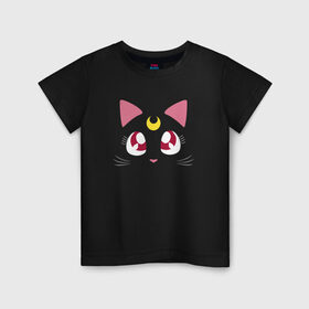 Детская футболка хлопок с принтом Luna Cat. Sailor Moon в Рязани, 100% хлопок | круглый вырез горловины, полуприлегающий силуэт, длина до линии бедер | Тематика изображения на принте: anime | cute | аниме | взгляд | волшебство | глаза | киса | киска | кот | котенок | котэ | котя | кошка | лапочка | луна | магия | месяц | милый | мимими | мордочка | сейлор мун | хороший | япония