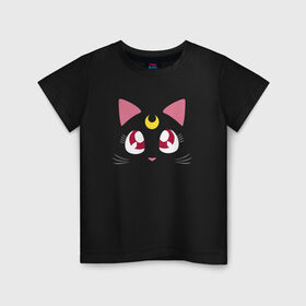 Детская футболка хлопок с принтом Luna Cat. Sailor Moon в Рязани, 100% хлопок | круглый вырез горловины, полуприлегающий силуэт, длина до линии бедер | anime | cute | аниме | взгляд | волшебство | глаза | киса | киска | кот | котенок | котэ | котя | кошка | лапочка | луна | магия | месяц | милый | мимими | мордочка | сейлор мун | хороший | япония