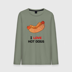 Мужской лонгслив хлопок с принтом Love HOT DOGS в Рязани, 100% хлопок |  | еда | люблю | питание | сосиска | хот дог