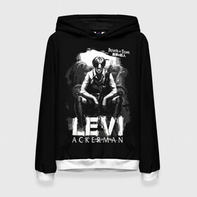 Женская толстовка 3D с принтом LEVI ACKERMAN. LONELINESS в Рязани, 100% полиэстер  | двухслойный капюшон со шнурком для регулировки, мягкие манжеты на рукавах и по низу толстовки, спереди карман-кенгуру с мягким внутренним слоем. | anime | attack on titan | аниме | армин арлерт | атак он титан | атака на титанов | атака титанов | великаны | гарнизон | колоссальный | леви | легион разведки | лого | манга | микаса аккерман | разведкорпус