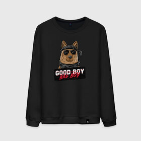 Мужской свитшот хлопок с принтом Bad Boy в Рязани, 100% хлопок |  | animal | dog | good | домашний | животные | звери | крутой | мальчик | милый | надпись | очки | пес | питомец | собака | собакен | табличка | хороший | щенок