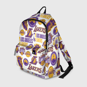 Рюкзак 3D с принтом LAKERS LOGO в Рязани, 100% полиэстер | лямки с регулируемой длиной, сверху петелька, чтобы рюкзак можно было повесить на вешалку. Основное отделение закрывается на молнию, как и внешний карман. Внутри два дополнительных кармана, один из которых закрывается на молнию. По бокам два дополнительных кармашка | Тематика изображения на принте: 24 lakers | kobe bryant | lakers | los angeles lakers | баскетбол. | коби брайант | лос анджелес лейкерс | лосанджелес лейкерс