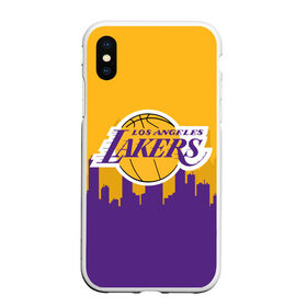 Чехол для iPhone XS Max матовый с принтом LOS ANGELES LAKERS в Рязани, Силикон | Область печати: задняя сторона чехла, без боковых панелей | Тематика изображения на принте: 24 lakers | kobe bryant | lakers | los angeles lakers | баскетбол. | коби брайант | лос анджелес лейкерс | лосанджелес лейкерс