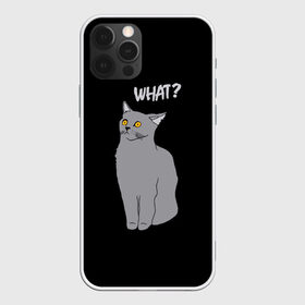 Чехол для iPhone 12 Pro Max с принтом What cat в Рязани, Силикон |  | cat | kitten | kitty | what кот | британская кошка | британский кот | в смысле | взгляд | вопрос | вопросительный знак | глаза кота | животные | кот мем | котенок | котик | котята | кошак | кошка | мемы