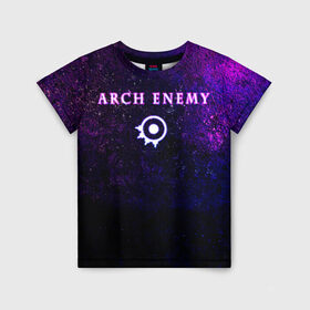 Детская футболка 3D с принтом Arch Enemy. Neon logo в Рязани, 100% гипоаллергенный полиэфир | прямой крой, круглый вырез горловины, длина до линии бедер, чуть спущенное плечо, ткань немного тянется | archenemy | band | bodom | deathmetal | electroguitars | guitars | hard rock | legends | metal | metalhead | progressive | rock | rock legends | rockon | shred | trash | гитары | метал | металхед | рок | рок легенды | рокконцерт | тяжеляк | хардрок