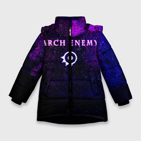 Зимняя куртка для девочек 3D с принтом Arch Enemy Neon logo в Рязани, ткань верха — 100% полиэстер; подклад — 100% полиэстер, утеплитель — 100% полиэстер. | длина ниже бедра, удлиненная спинка, воротник стойка и отстегивающийся капюшон. Есть боковые карманы с листочкой на кнопках, утяжки по низу изделия и внутренний карман на молнии. 

Предусмотрены светоотражающий принт на спинке, радужный светоотражающий элемент на пуллере молнии и на резинке для утяжки. | archenemy | band | bodom | deathmetal | electroguitars | guitars | hard rock | legends | metal | metalhead | progressive | rock | rock legends | rockon | shred | trash | гитары | метал | металхед | рок | рок легенды | рокконцерт | тяжеляк | хардрок