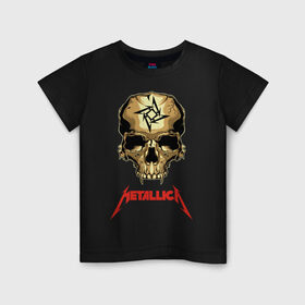 Детская футболка хлопок с принтом Metallica в Рязани, 100% хлопок | круглый вырез горловины, полуприлегающий силуэт, длина до линии бедер | american | heavy metal | los angeles | metal band | metallica | music | thrash metal | американская | лос анджелес | метал группа | металлика | музыка | трэш метал | трэш металл | хеви метал