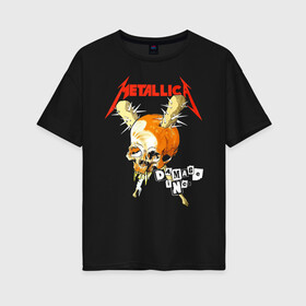 Женская футболка хлопок Oversize с принтом Metallica в Рязани, 100% хлопок | свободный крой, круглый ворот, спущенный рукав, длина до линии бедер
 | american | heavy metal | los angeles | metal band | metallica | music | thrash metal | американская | лос анджелес | метал группа | металлика | музыка | трэш метал | трэш металл | хеви метал