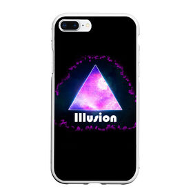 Чехол для iPhone 7Plus/8 Plus матовый с принтом ILLUSION в Рязани, Силикон | Область печати: задняя сторона чехла, без боковых панелей | Тематика изображения на принте: галактика | звезды | космос | млечный путь | надпись неоновая | неоновый космос | треугольник