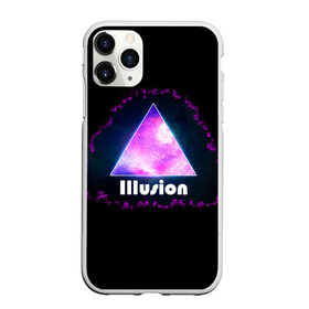 Чехол для iPhone 11 Pro матовый с принтом ILLUSION в Рязани, Силикон |  | Тематика изображения на принте: галактика | звезды | космос | млечный путь | надпись неоновая | неоновый космос | треугольник