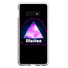 Чехол для Samsung S10E с принтом ILLUSION в Рязани, Силикон | Область печати: задняя сторона чехла, без боковых панелей | Тематика изображения на принте: галактика | звезды | космос | млечный путь | надпись неоновая | неоновый космос | треугольник