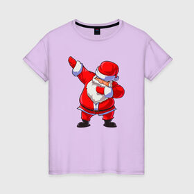 Женская футболка хлопок с принтом Санта Клаус dub в Рязани, 100% хлопок | прямой крой, круглый вырез горловины, длина до линии бедер, слегка спущенное плечо | 