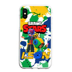 Чехол для iPhone XS Max матовый с принтом BRAWL STARS LEON. в Рязани, Силикон | Область печати: задняя сторона чехла, без боковых панелей | 8 bit | brawl stars | colette | crow | gale | leon | max | mecha | mecha crow | mr.p | sally leon | shark | tara | virus 8 bit | werewolf leon | акула | берли | бравл старс | ворон | коллет | макс | оборотень