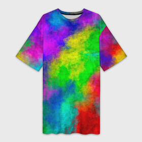 Платье-футболка 3D с принтом Multicolored в Рязани,  |  | abstract | colorful | holi | neon | pattern | rainbow | texture | абстракция | граффити | дым | искусство | кислота | кислотный | краска | красочный | микс | неоновый | облака | радуга | радужный | текстура | туман | узор | холи