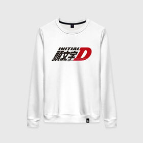 Женский свитшот хлопок с принтом Initial D Logo (Z) в Рязани, 100% хлопок | прямой крой, круглый вырез, на манжетах и по низу широкая трикотажная резинка  | initial | initial d | аниме | аниме дрифт | библии дрифта | бунта фудзивара | гонки | дрифт | инисяру | инисяру ди | кэисукэ такахаси | манга | рёсукэ такахаси | спортивное вождение | сюити сигэно