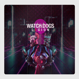 Магнитный плакат 3Х3 с принтом Watch Dogs: Legion в Рязани, Полимерный материал с магнитным слоем | 9 деталей размером 9*9 см | будущее | киберпанк | маски | череп