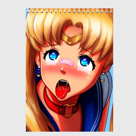 Скетчбук с принтом SAILOR MOON AHEGAO в Рязани, 100% бумага
 | 48 листов, плотность листов — 100 г/м2, плотность картонной обложки — 250 г/м2. Листы скреплены сверху удобной пружинной спиралью | ahegao | anime | sailor moon | sailor moon ahegao | аниме | ахегао | сейлор мун | сейлор мун ахегао | сэйлор мун