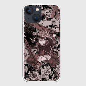 Чехол для iPhone 13 mini с принтом ASTA manga monochrome pages в Рязани,  |  | asta | black clover | акума | аста | демон | пятилистник | черный клевер