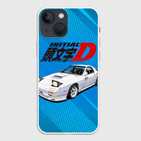 Чехол для iPhone 13 mini с принтом Initial D машина на голубом фоне в Рязани,  |  | initial d | аниме | гонки | инициал ди | король дрифта | уличные гонки | фильм