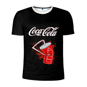 Мужская футболка 3D спортивная с принтом Coca Cola в Рязани, 100% полиэстер с улучшенными характеристиками | приталенный силуэт, круглая горловина, широкие плечи, сужается к линии бедра | coca cola | газировка | кола | лето | лимонад | свежесть | стакан
