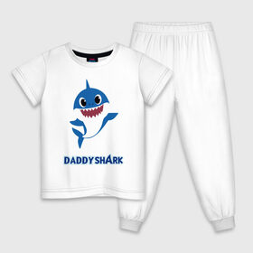 Детская пижама хлопок с принтом Baby Shark Daddy в Рязани, 100% хлопок |  брюки и футболка прямого кроя, без карманов, на брюках мягкая резинка на поясе и по низу штанин
 | 