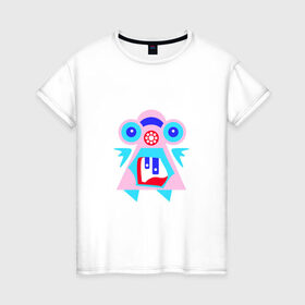 Женская футболка хлопок с принтом Ангельский монстрик вар2 в Рязани, 100% хлопок | прямой крой, круглый вырез горловины, длина до линии бедер, слегка спущенное плечо | abstract | angel | character | geometric | monster
