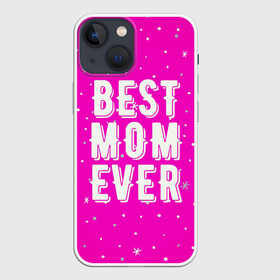 Чехол для iPhone 13 mini с принтом Лучшая мама в Рязани,  |  | best | ever | mom | звезды | лучшая | мама | розовый | снежинки | фуксия | ярко