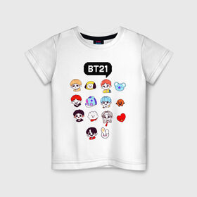 Детская футболка хлопок с принтом BTS / BT21 в Рязани, 100% хлопок | круглый вырез горловины, полуприлегающий силуэт, длина до линии бедер | bangtan sonyeondan | bts | bts love. | kpop | битиэс | бтс | кпоп | фанфик бтс | чон чонгук