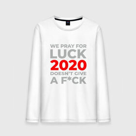 Мужской лонгслив хлопок с принтом 2020 Pray For Luck в Рязани, 100% хлопок |  | 2020 | 2021 | coronavirus | covid | covid 19 | covid19 | new year | вирус | год | грипп | дед мороз | заражение | зима | карантин | клаус | корона | коронавирус | маска | новый год | пандемия | праздник | самоизоляция | санта